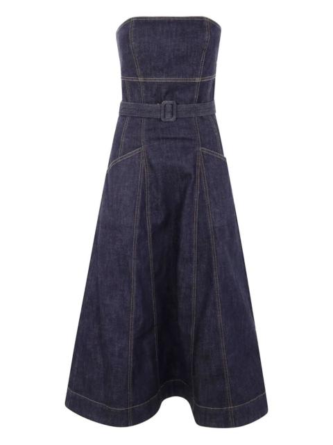 self-portrait Indigo Denim Bandeau Midi Dress