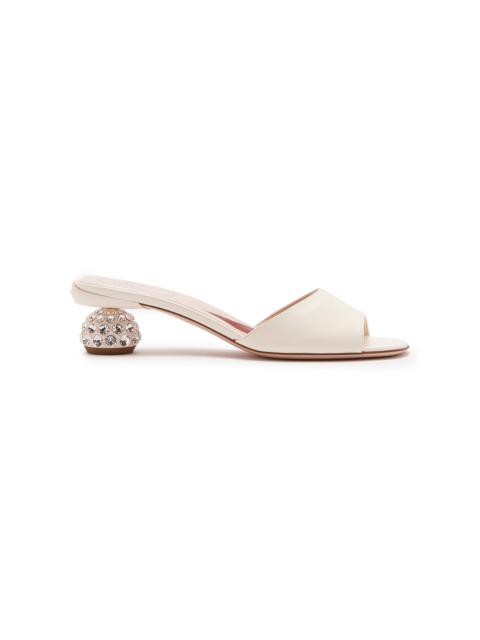 Roger Vivier Strass-Detailed Leather Mules white