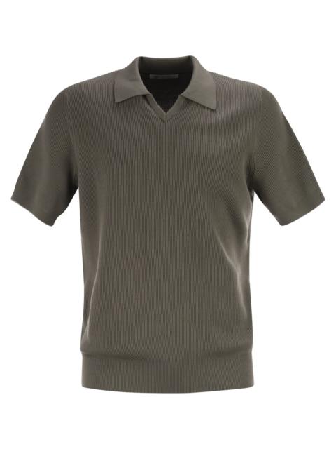 Brunello Cucinelli Brunello Cucinelli Men Cotton Rib Knit Polo Shirt