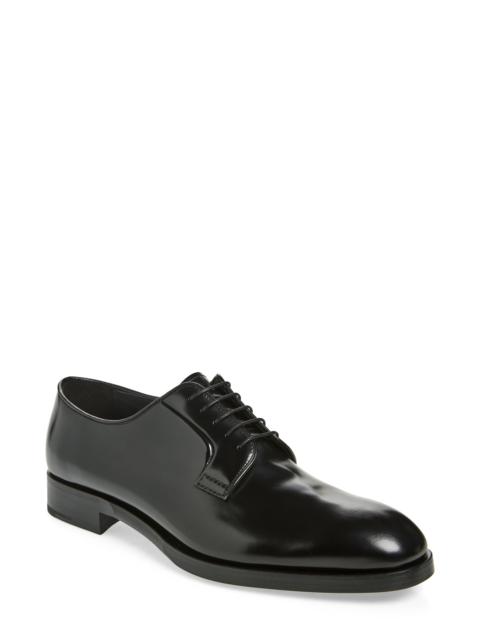 Prada Prada Formale Spazzolato Plain Toe Derby in Nero at Nordstrom