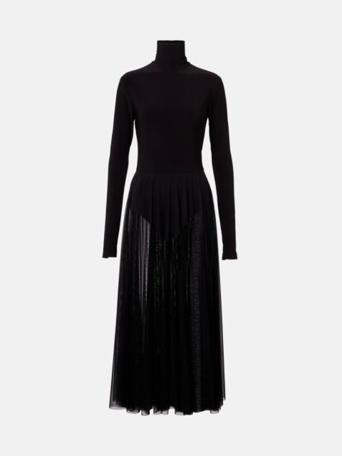 NORMA KAMALI Sheer jersey and mesh midi dress