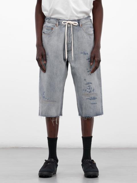 MM6 Maison Margiela Blue Distressed Denim Drawstring Shorts
