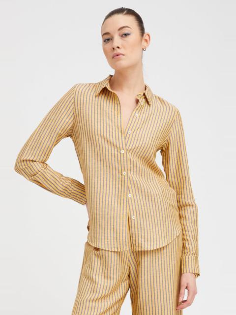 SPRWMN YELLOW INDIGO STRIPE LINEN FONDA BUTTON DOWN