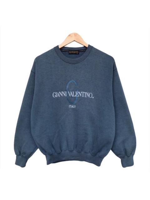 Other Designers Vintage Gianni Valentino Embroidered Blue Baggy Sweatshirt