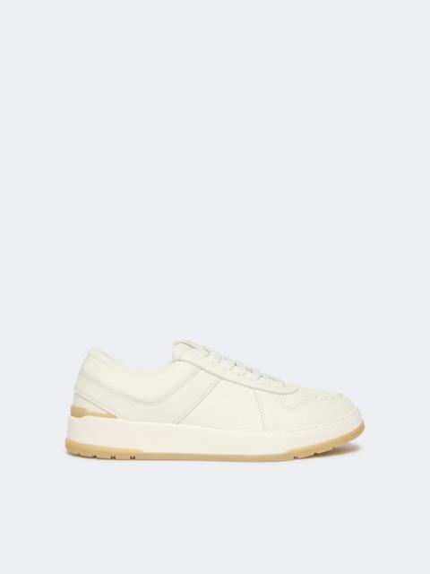 Max Mara Low-top trainers in tumbled leather - WHITE