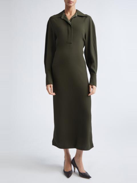 Victoria Beckham Victoria Beckham Polo Collar Long Sleeve in Dark Olive at Nordstrom