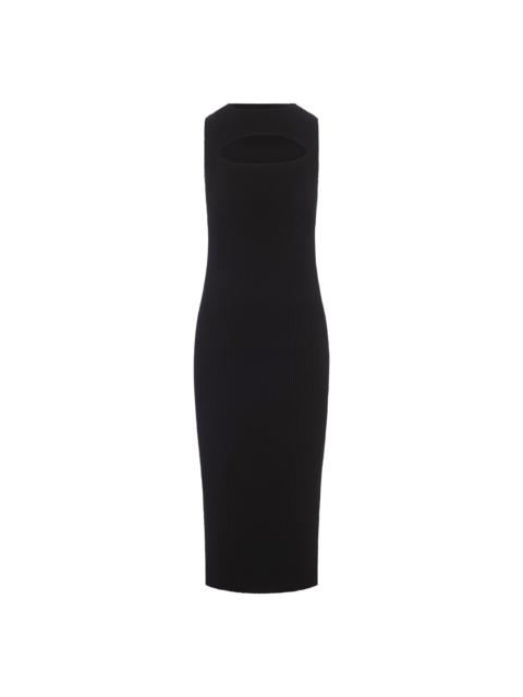 Alexander McQueen Black Knitted Midi Dress With Cut Out