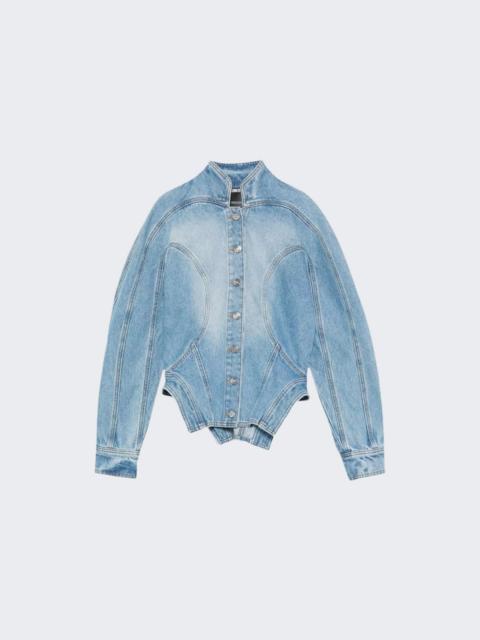 MUGLER Cinched Denim Jacket Medium Blue