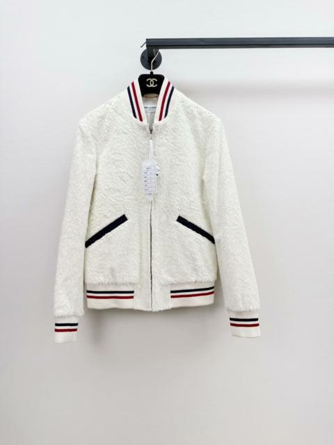 SAINT LAURENT Saint Laurent Paris Faux Fur White Teddy Bomber Jacket Whitw