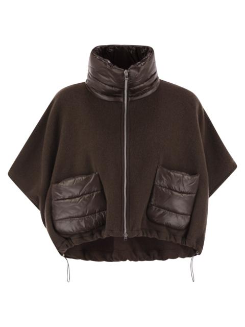 Herno Herno Women Resort Poncho In Wool And Cashemre With Ultralight Nylon Details