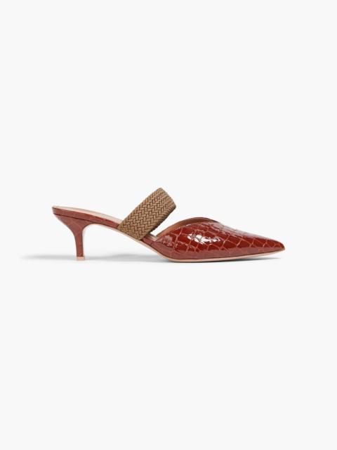MALONE SOULIERS Maisie 45 cord-trimmed croc-effect leather mules