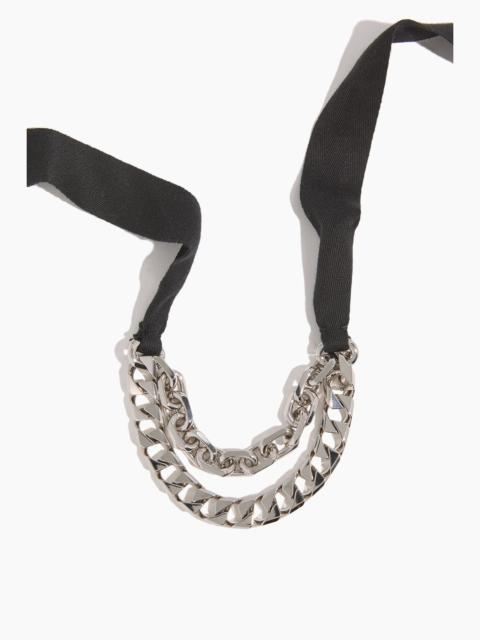 Plan C Double Chain Necklace with Rib in Nikel Lucido