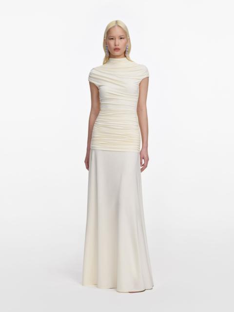 self-portrait Yellow Jersey Draped Maxi Dress