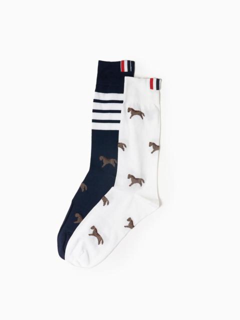 Thom Browne Horse Pattern Mid Calf Socks
