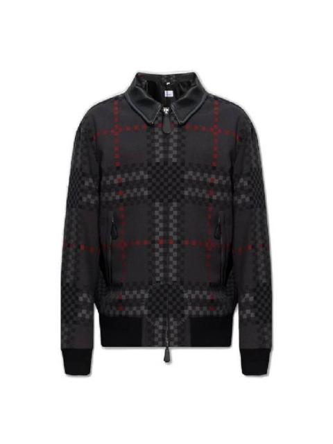 Burberry Men's Dark Thunder Grey Soho Stanmore Pixel-Check Bomber Jacket, Brand Size 50 (US Size 40)