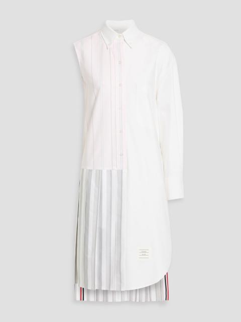 Thom Browne One-sleeve striped cotton-piqué midi shirt dress