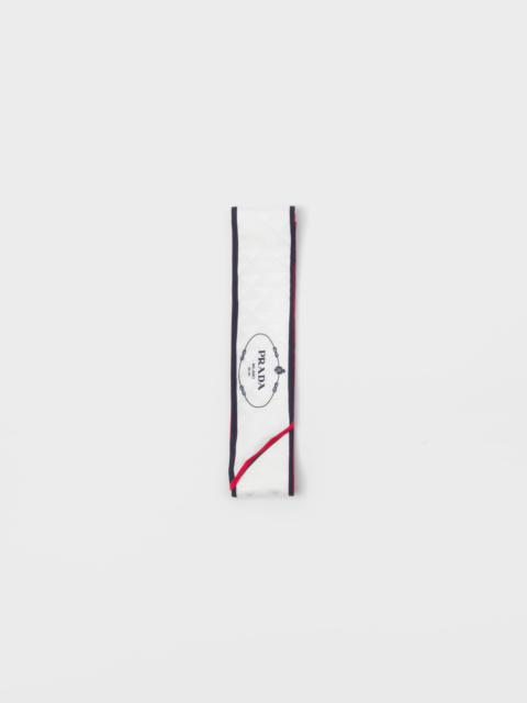 Printed silk twill jacquard skinny scarf