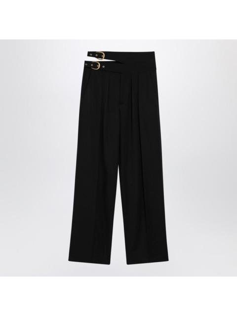 Chloé Chloé Black Trousers With Double Belt And Gold Buckles Women
