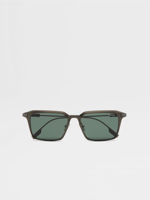 ZEGNA DARK GREY ALUMINUM AND METAL SUNGLASSES