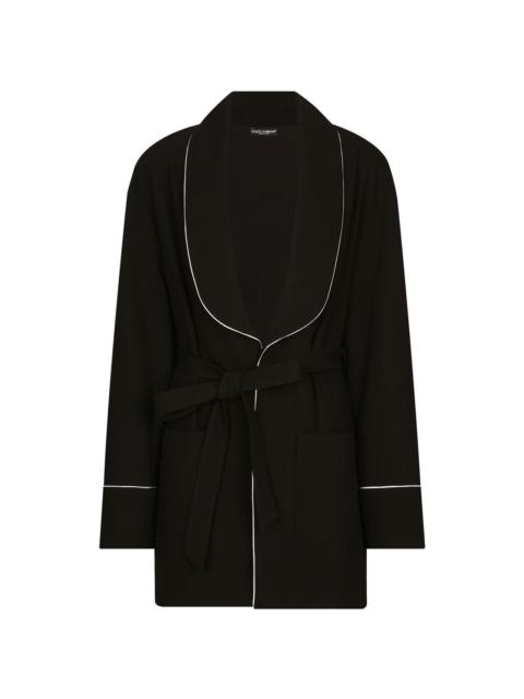 Dolce & Gabbana KIM DOLCE&GABBANA piped belted-waist shawl jacket