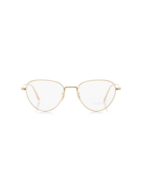 KHAITE x Oliver Peoples 1991RX Triangle-Frame Metal Glasses gold