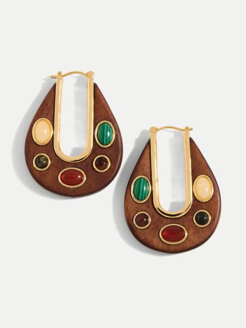VERONICA BEARD WOOD EMBELLISHED DROP HOOP