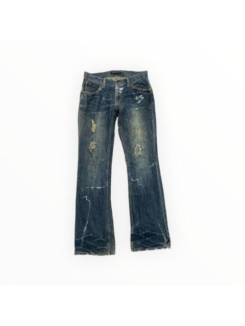 Other Designers If Six Was Nine - ROOT THREE Flared Paint Splashed Low Rise Denim