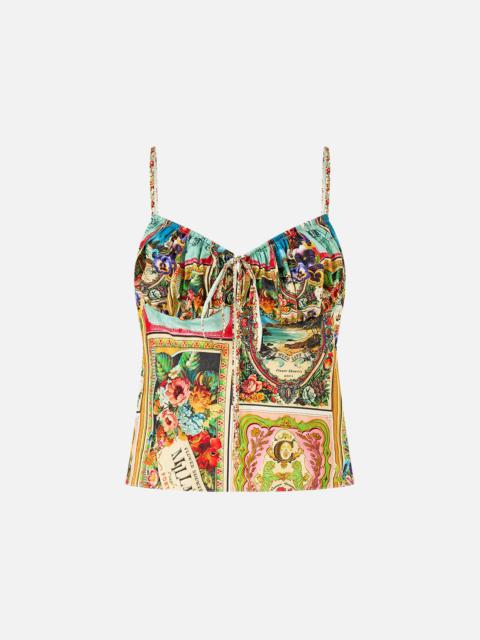 CAMILLA GATHERED BODICE BIAS TOP