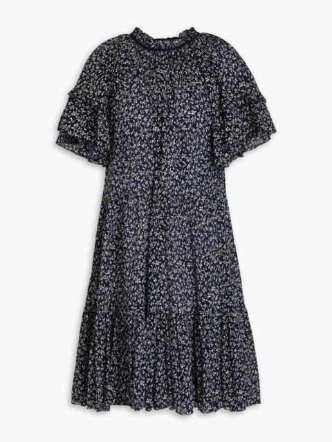 ULLA JOHNSON Doris ruffled floral-print cotton-crepon dress