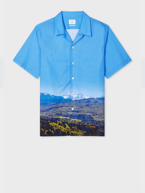 Paul Smith Blue Swiss Alps Print Short-Sleeve Shirt