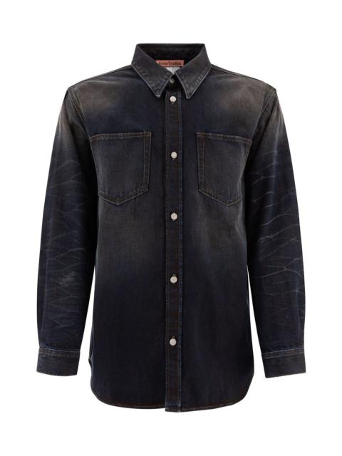 Collared Long-sleeve Denim Shirt