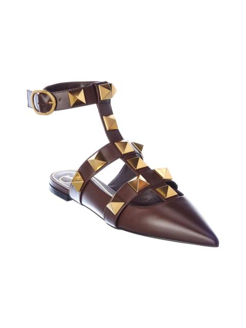 Valentino Valentino Roman Stud Leather Ankle Strap Flat