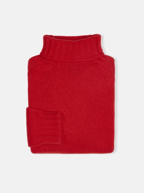 J. PRESS MADE-IN-SCOTLAND RED LAMBSWOOL TURTLENECK SWEATER