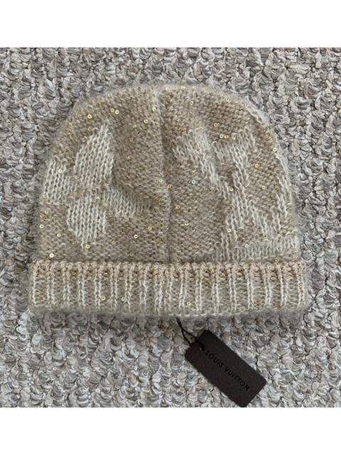 Louis Vuitton NEW Louis Vuitton Beige Monogram Mohair Glitter Beanie