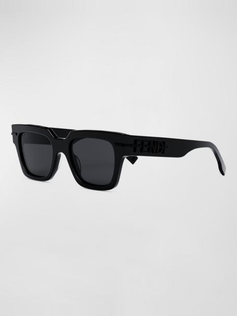 FENDI Monochrome Fendigraphy Acetate Rectangle Sunglasses