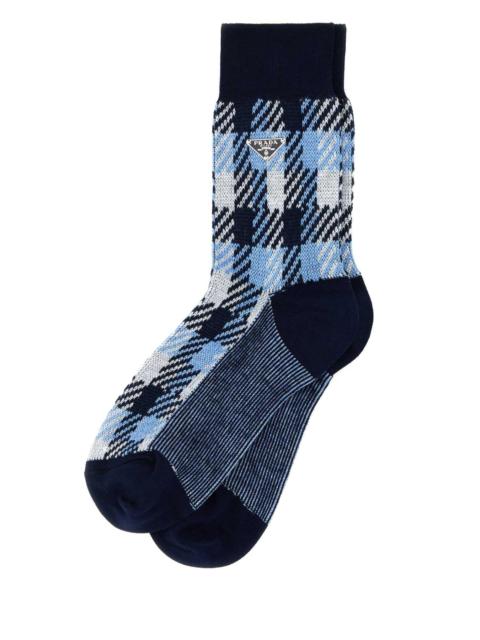 Prada Prada Women Embroidered Stretch Cotton Socks