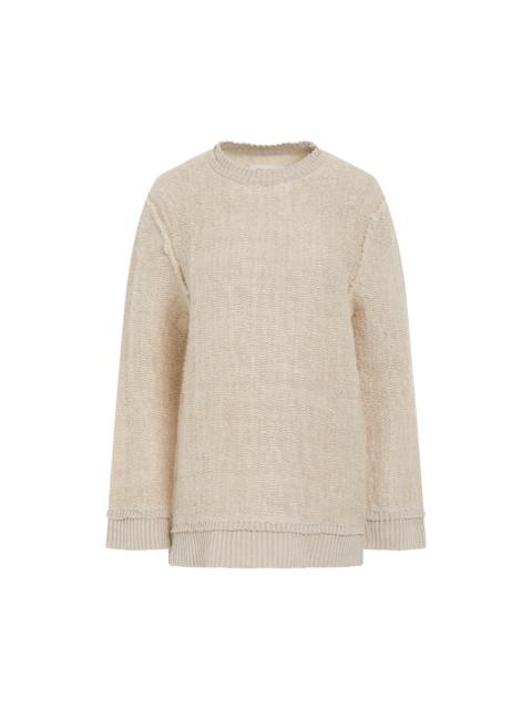 Maison Margiela Raw Woven Oversize Knit Sweater in Beige