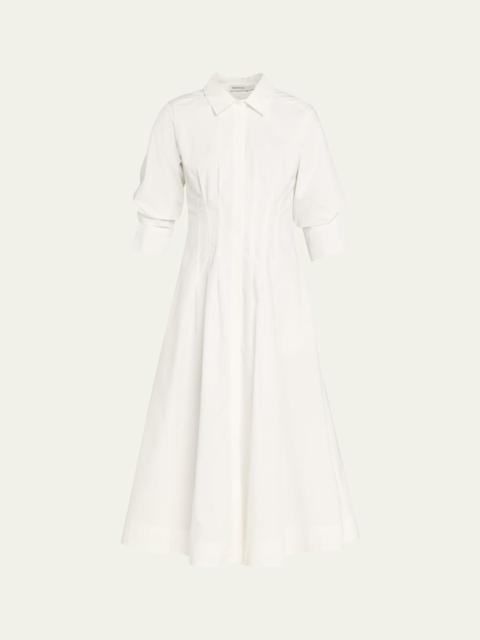 SIMKHAI Jazz Core Cotton Poplin Pintuck Midi Dress
