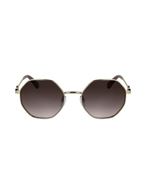 Longchamp Longchamp Le Foulonné 52mm Gradient Round Sunglasses in Gold/Gradient Brown Rose at Nordstrom