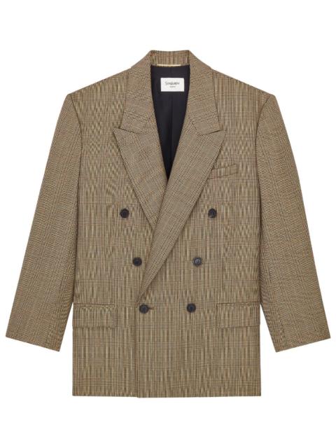 SAINT LAURENT Saint Laurent Women Double-Breasted Jacket In Prince Of Wales Puppytooth Wool