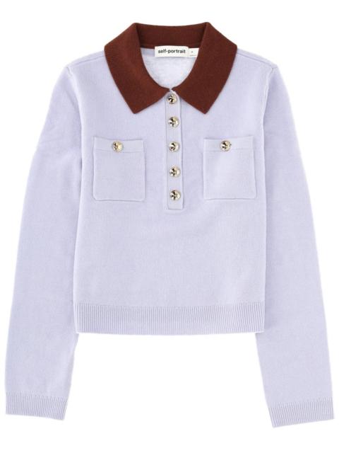 self-portrait WOOL AND ALPACA SWEATER WITH CONTRASTING COLLAR