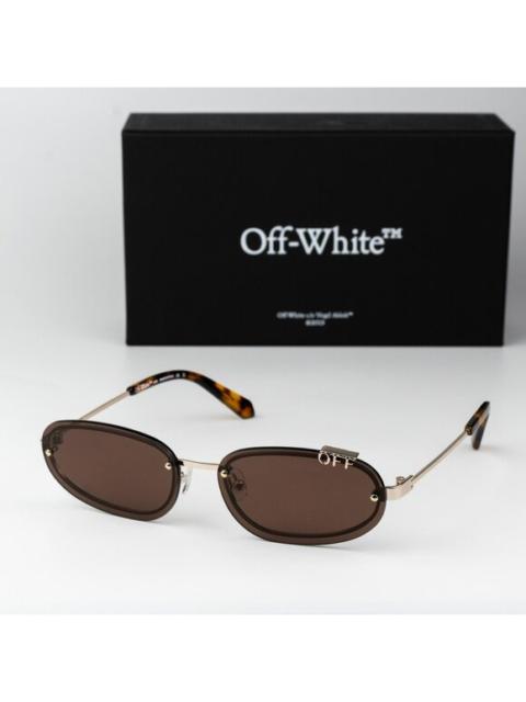 Off-White Off-White MIAMI Men Sunglasses Gold Brown Oval OERI13M MIAMI 7664 NEW AUTHENTIC