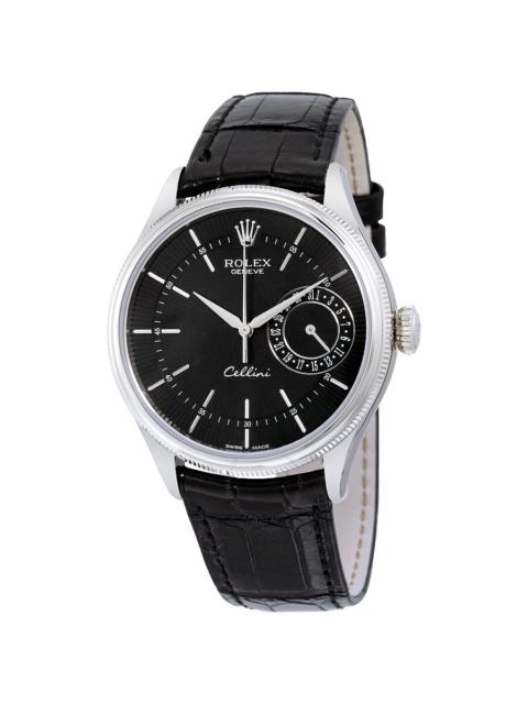 ROLEX Rolex Cellini Date Black Dial 18kt White Gold Men's Watch 50519BKSBKL