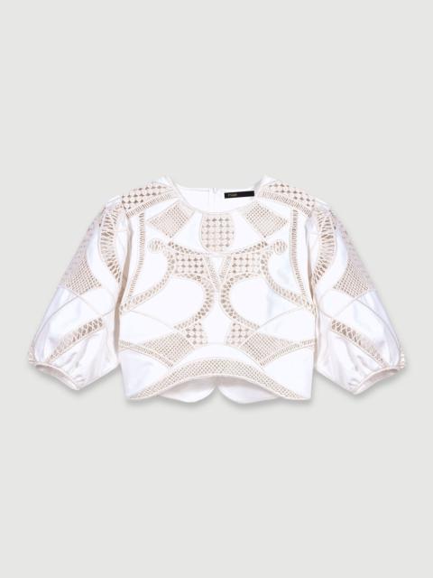 maje Openwork cotton crop top