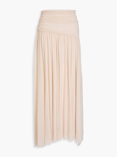 Other Designers Gathered mesh midi skirt