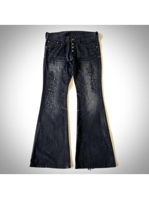 Tornado Mart Leopard Imprinted Flared Jeans