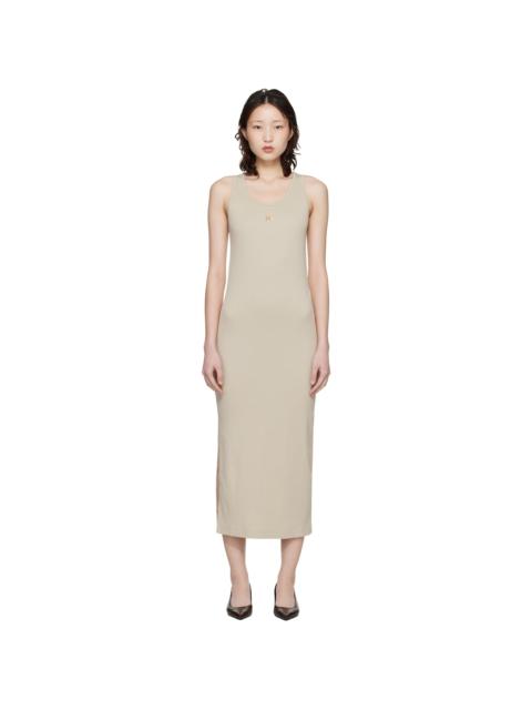 Maison Kitsuné Beige Baby Fox Ribbed Tank Maxi Dress