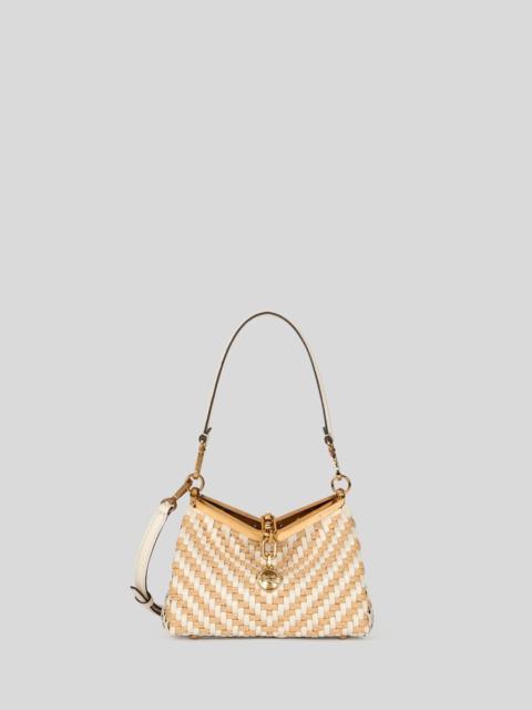 Etro SMALL WOVEN LEATHER AND RAFFIA VELA BAG