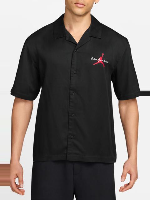 Jordan Jordan Brooklyn Bowling Shirt in Black/Infrared at Nordstrom
