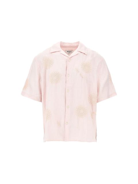 Wax London Wax London Didcot Embroidered Linen Shirt Pink